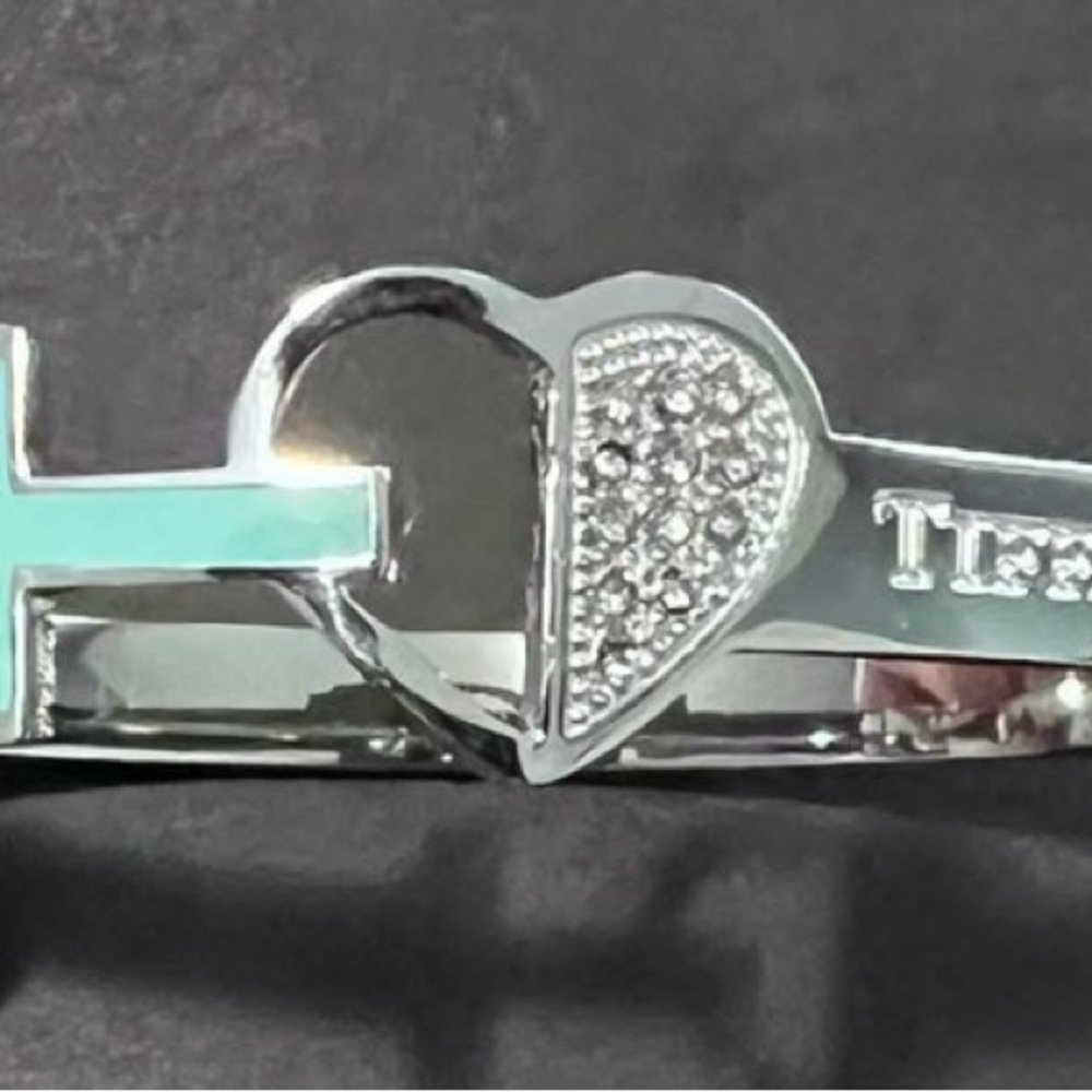 Silver and Blue Heart Cross Bracelet